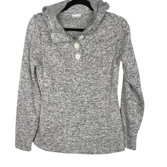 Columbia Womens XSmall Gray Darling Days Pullover Sweatshirt Fleece Button Hood - Picture 1 of 9